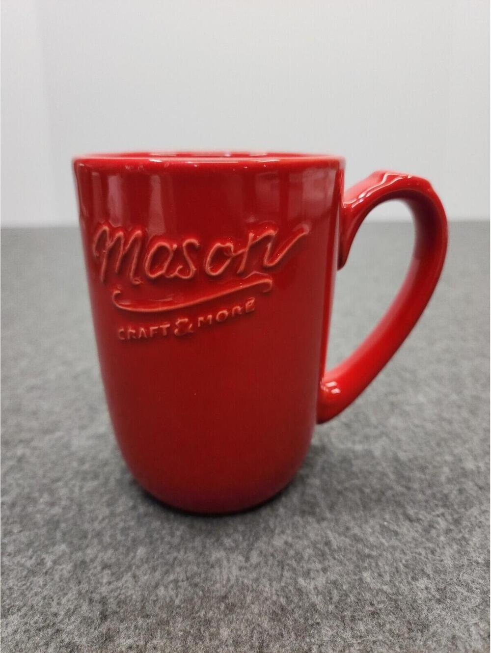Mason Craft & More Large Red Coffee Mug 16 oz Cup Farmhouse Country Tall Rustic